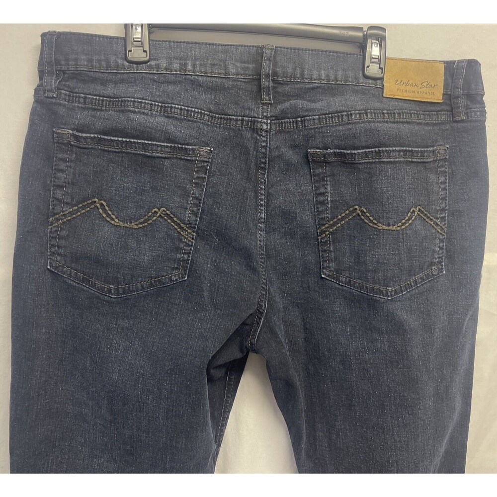 Urban Star Mens Size 40x30 Stretch Relaxed Straight Leg Premium Jeans Dark Blue
